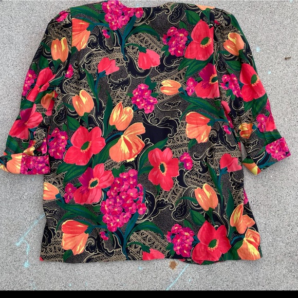 Vintage floral blazer Sz 20 jacket preloved shoulder pads positive attitude USA - Picture 2 of 9